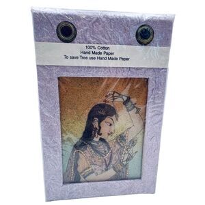 Slip Box with Paper and Pen Hand Made Paper 100% Cotton Purple